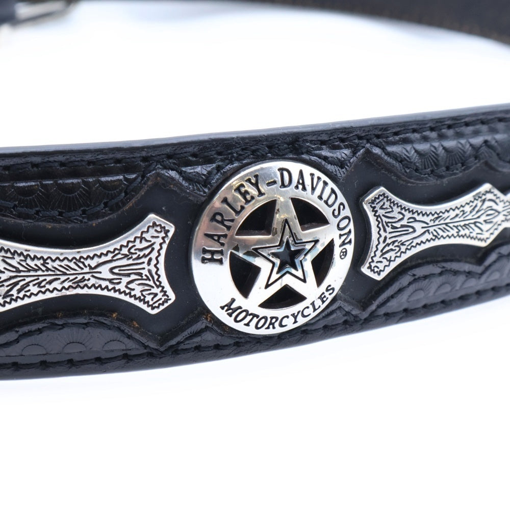 HARLEY DAVIDSON(ハーレーダビッドソン) デピュティ シルバーコンチョ レザーベルト ブラック/シルバー HDMBT100006