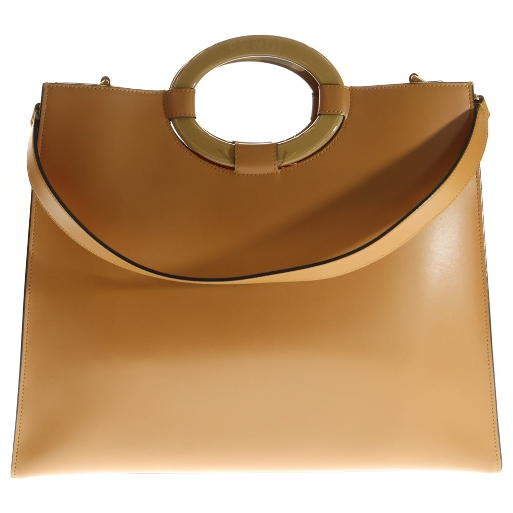 FENDI(フェンディ) Runaway Shopper 8BH360 ラナウェイ ショッパー パーフォレイテッド レザー 2way トートバッグ ショルダーバッグ ブラウン