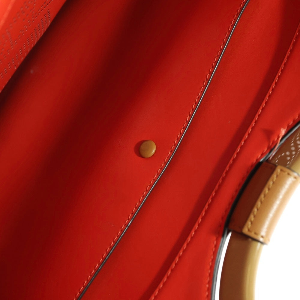 FENDI(フェンディ) Runaway Shopper 8BH360 ラナウェイ ショッパー パーフォレイテッド レザー 2way トートバッグ ショルダーバッグ ブラウン