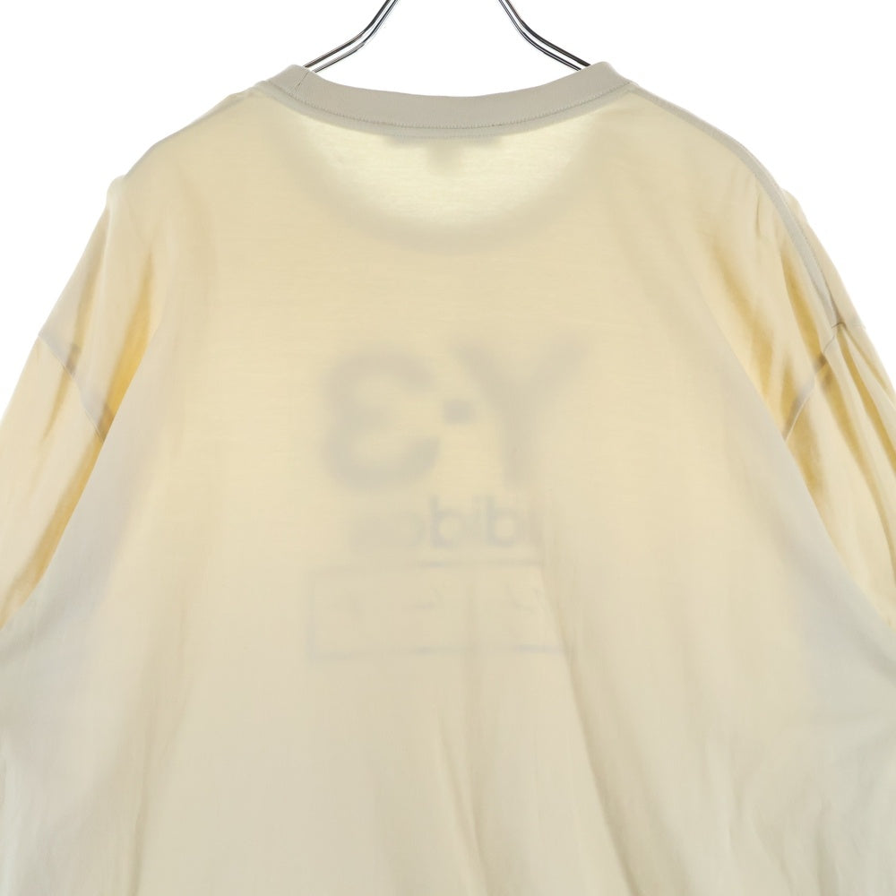 Y-3(ワイスリー) ×adidas アディダス フロントロゴプリントクルーネック長袖Tシャツカットソー ロンT ベージュ FJ0407