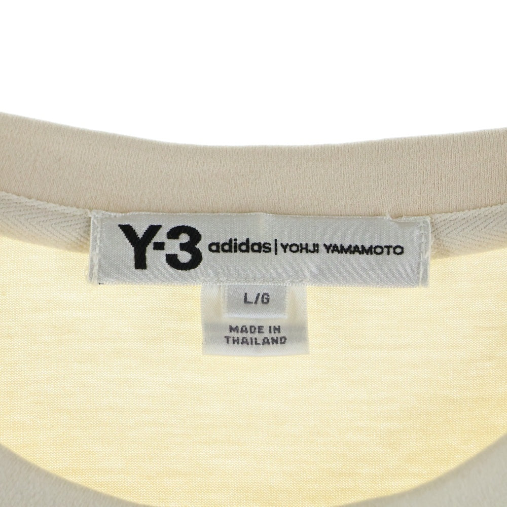 Y-3(ワイスリー) ×adidas アディダス フロントロゴプリントクルーネック長袖Tシャツカットソー ロンT ベージュ FJ0407
