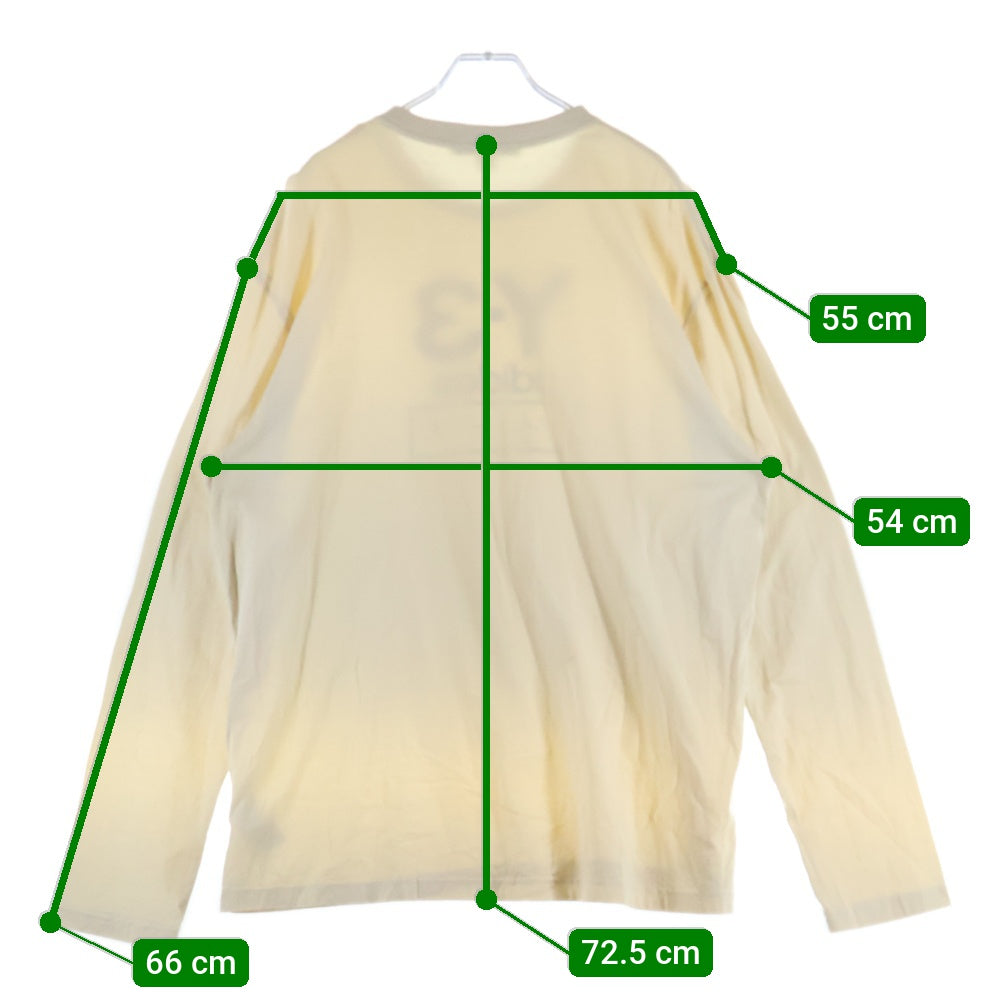 Y-3(ワイスリー) ×adidas アディダス フロントロゴプリントクルーネック長袖Tシャツカットソー ロンT ベージュ FJ0407