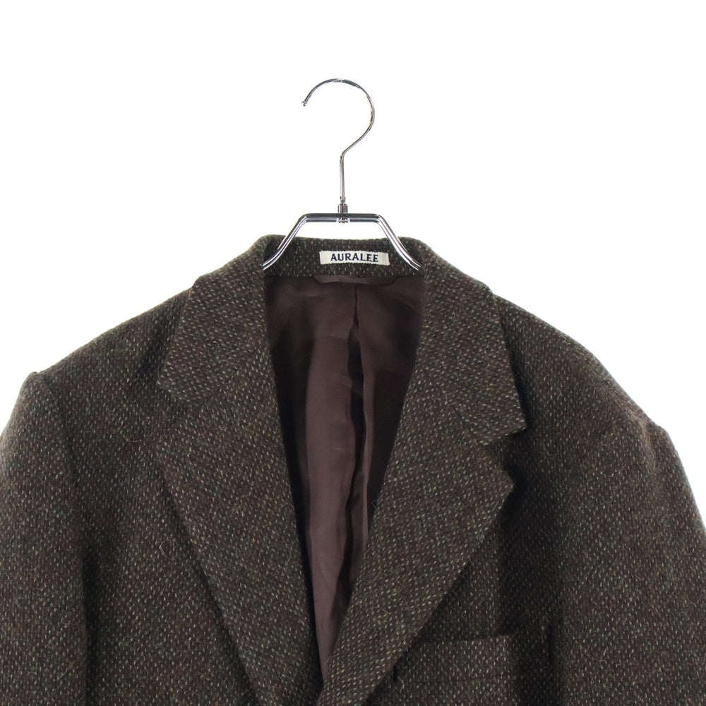 AURALEE(オーラリー) LAMA SHETLAND WOOL TWEED OVER JACKET ラマシェットランドウールツイード2Bテーラードジャケット ブラウン A24AJ02LS