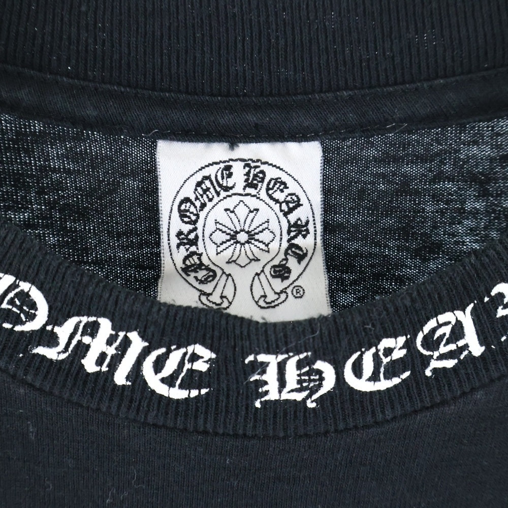 CHROME HEARTS(クロムハーツ) OLD NECK LOGO T-SHIRTS オールド ネックロゴ半袖カットソー 半袖Tシャツ ホースシューバッククロス ブラック