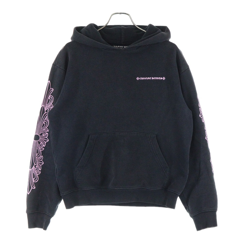 CHROME HEARTS(クロムハーツ) ×MATTY BOY PPO マッティボーイ バックアーチロゴプリント フローラル プルオーバー パーカー フーディ ブラック/ピンク