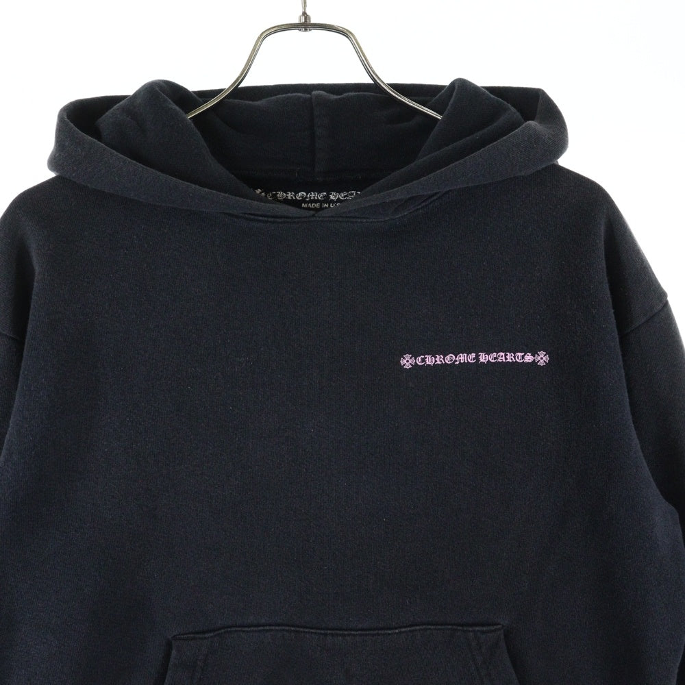 CHROME HEARTS(クロムハーツ) ×MATTY BOY PPO マッティボーイ バックアーチロゴプリント フローラル プルオーバー パーカー フーディ ブラック/ピンク