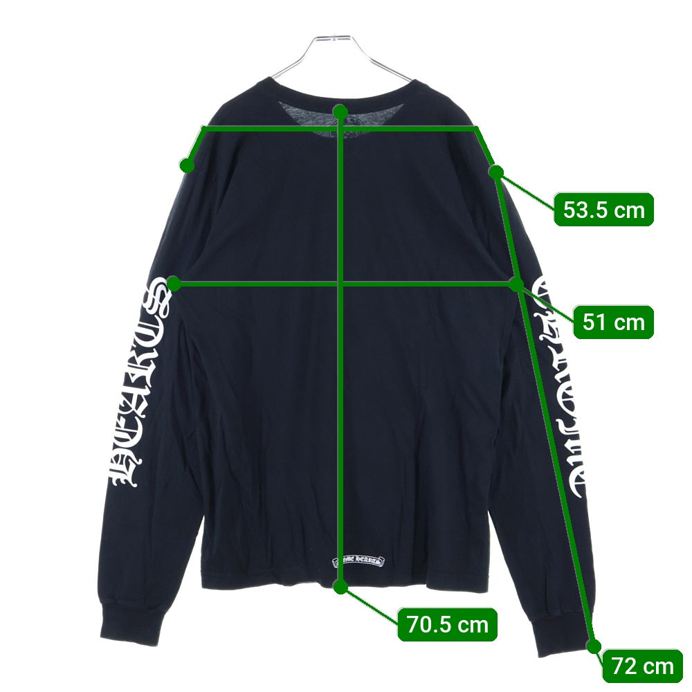 CHROME HEARTS(クロムハーツ) CH LS 1 ネックロゴプリント長袖カットソー 長袖Tシャツ ロングスリーブカットソー ロンT アームロゴ ブラック