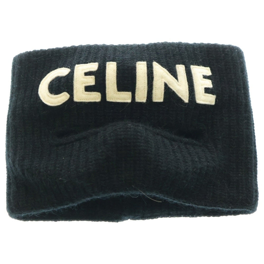 CELINE(セリーヌ) Knit Skumask ニット スキーマスク ロゴ エンブロイダリー ロゴアップリケ バラクラバ ビーニー ブラック 2A48P230O