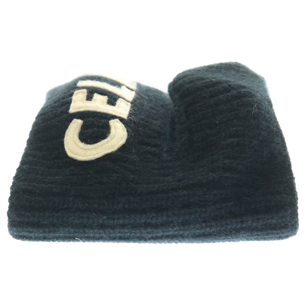 CELINE(セリーヌ) Knit Skumask ニット スキーマスク ロゴ エンブロイダリー ロゴアップリケ バラクラバ ビーニー ブラック 2A48P230O