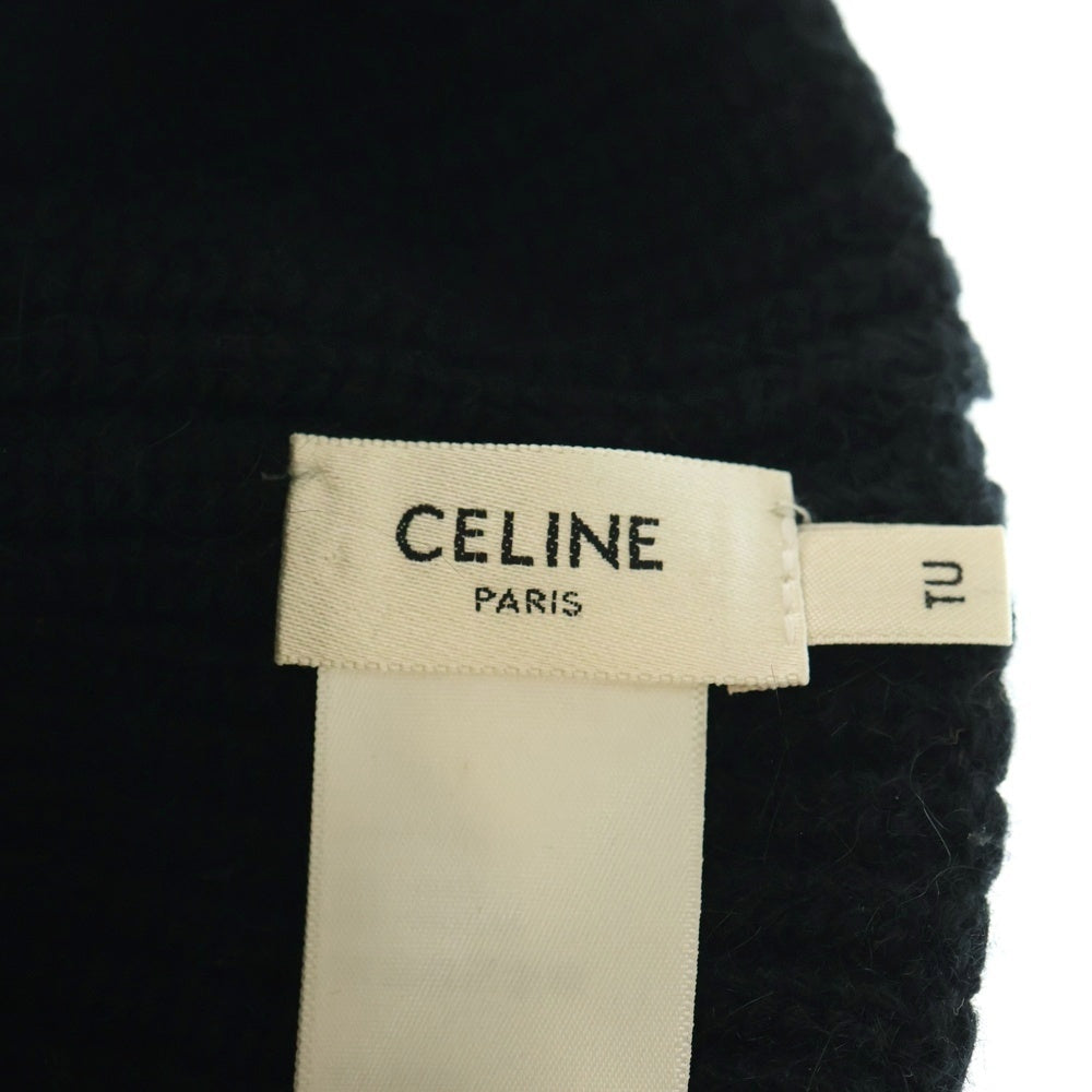 CELINE(セリーヌ) Knit Skumask ニット スキーマスク ロゴ エンブロイダリー ロゴアップリケ バラクラバ ビーニー ブラック 2A48P230O