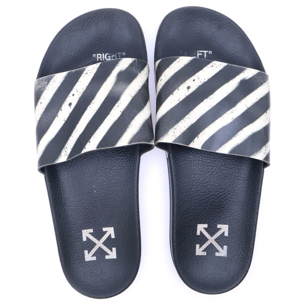 OFF-WHITE(オフホワイト) SPRAY STRIPES SLIDER サンダル OMIA088E19C220511001 ブラック
