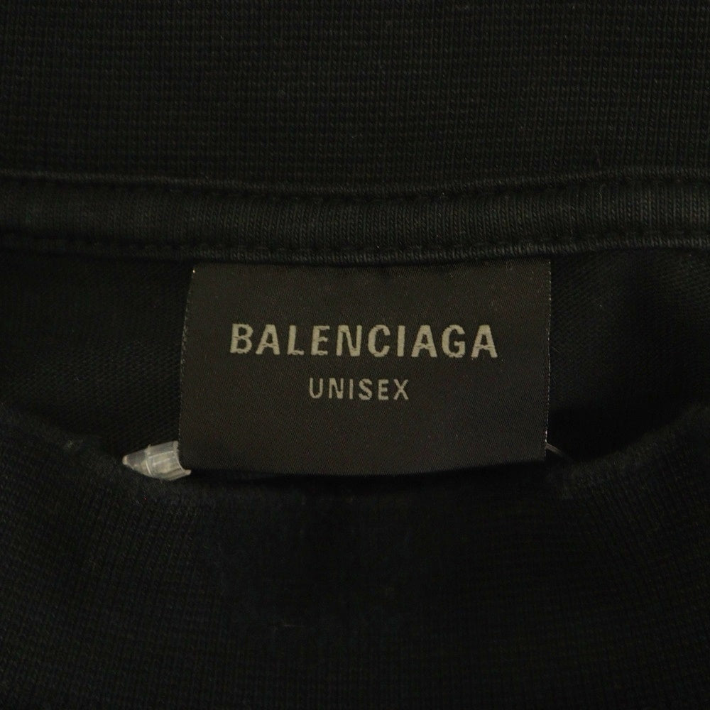 BALENCIAGA(バレンシアガ) 23SS TAPE TYPE MEDIUM FIT T-SHIRT テープタイプロゴ クルーネック半袖Tシャツ カットソー 739784 TOVA9 ブラック