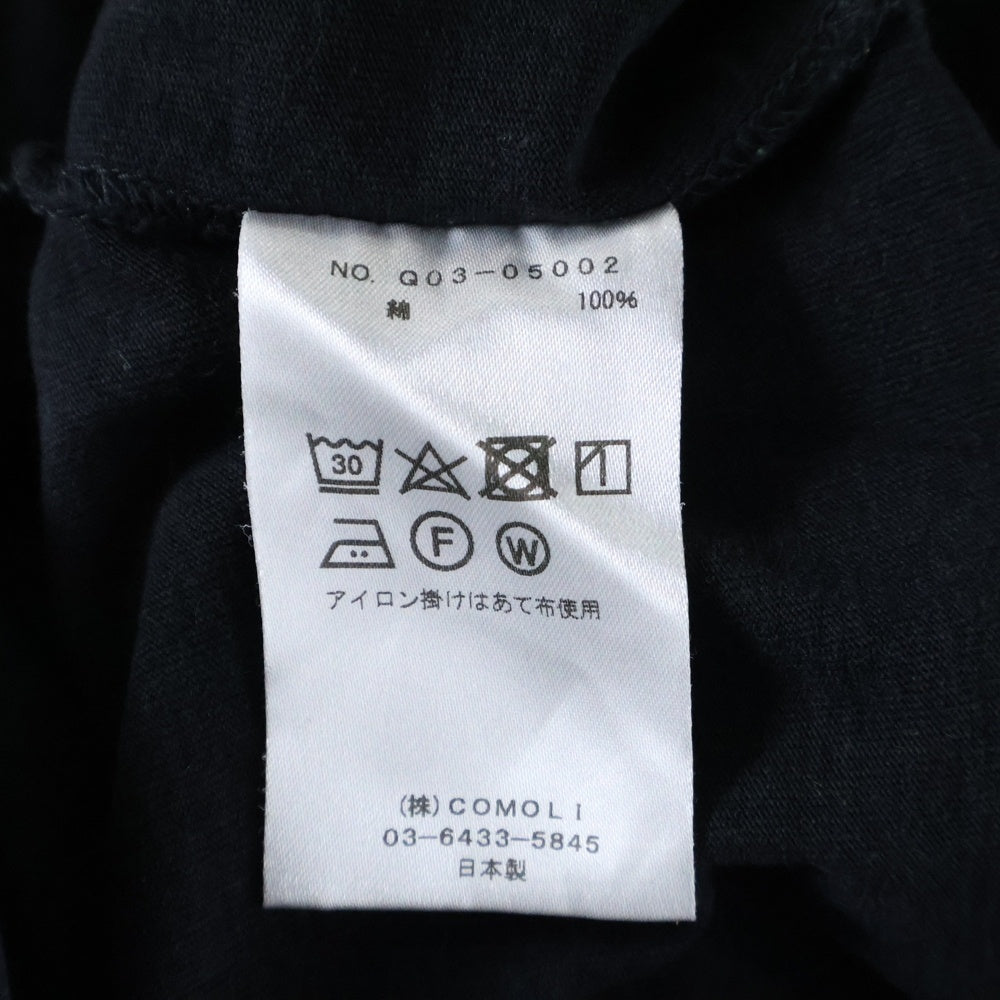 COMOLI(コモリ) 19AW フットボール クルーネック長袖Tシャツカットソー ブラック Q03-05002