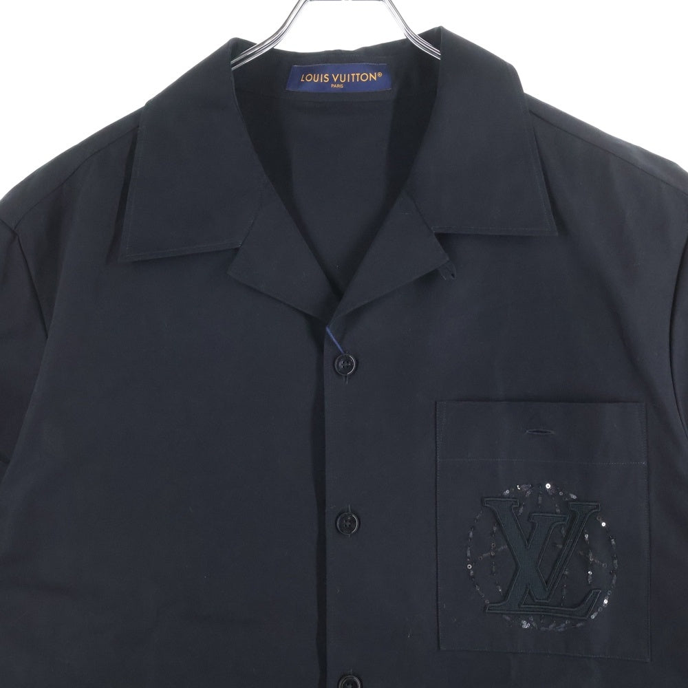 LOUIS VUITTON(ルイヴィトン) 25SS エンブロイダリーショートスリーブコットン半袖シャツ ブラック RM251M AS1 HSS73W