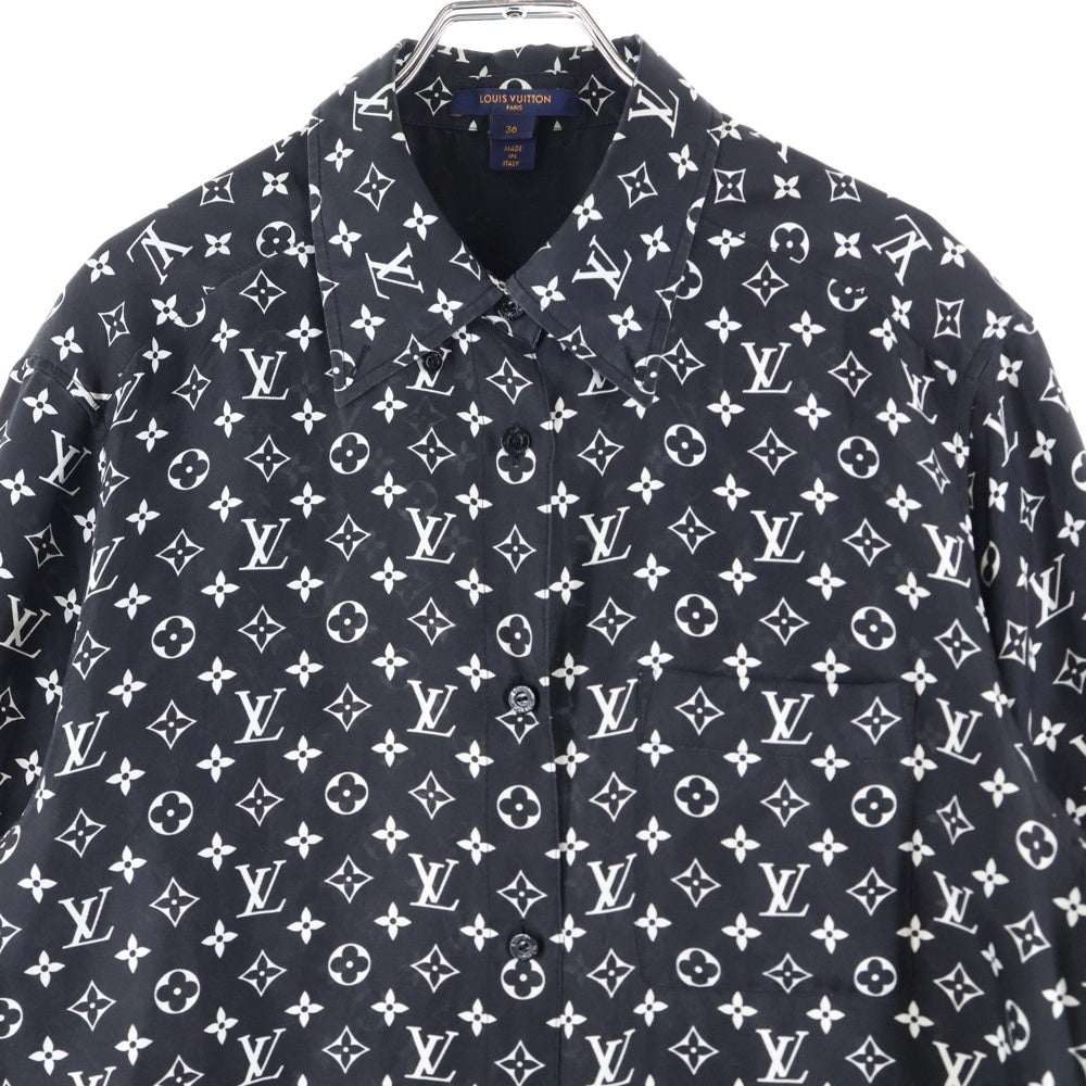 LOUIS VUITTON(ルイヴィトン) Monogram Silk Shirt RW221W RXU FMBL14 モノグラムシルク長袖シャツ ブラック