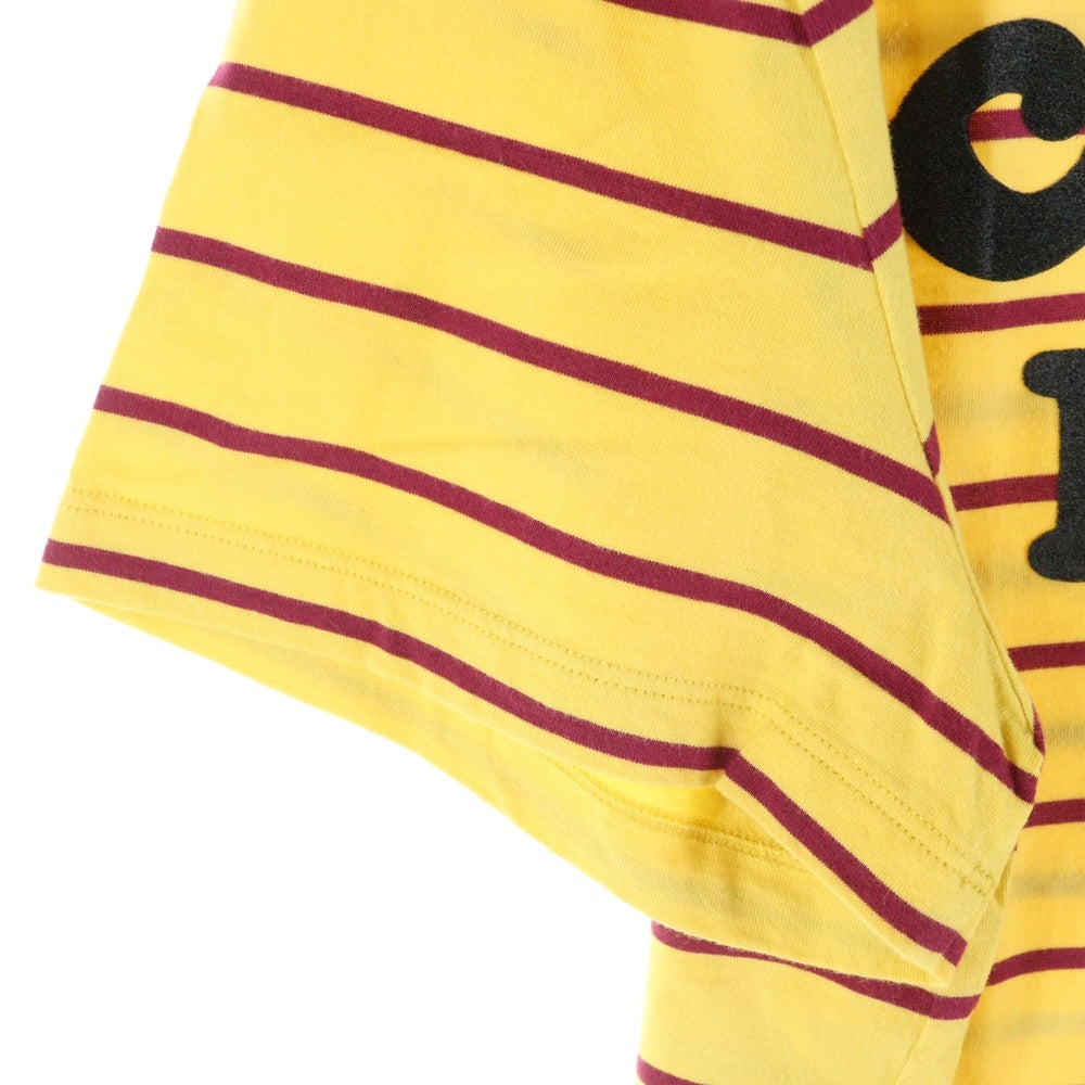 CELINE(セリーヌ) 20SS Striped Flocke Logo Tee 2X309810I ストライプフロッキーロゴ ボーダー半袖Tシャツ イエロー