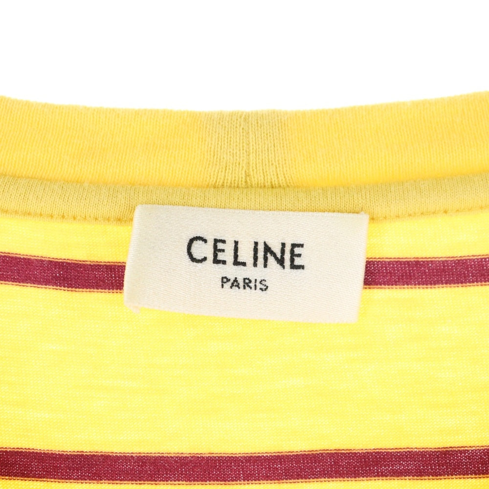 CELINE(セリーヌ) 20SS Striped Flocke Logo Tee 2X309810I ストライプフロッキーロゴ ボーダー半袖Tシャツ イエロー