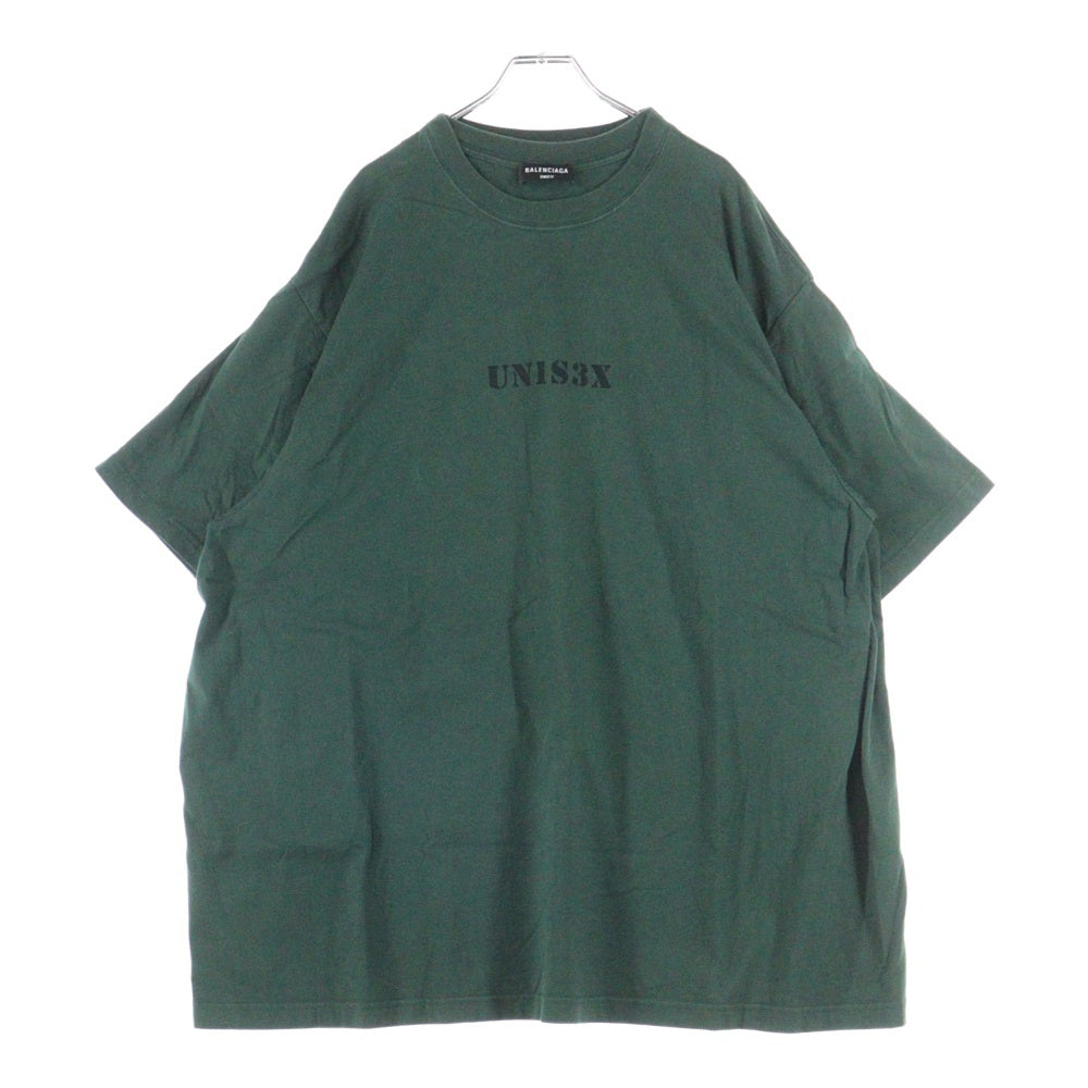 BALENCIAGA(バレンシアガ) 20SS UNISEX Print Tee フロントプリント レイヤード 半袖Tシャツ カットソー グリーン 657059 TKV97