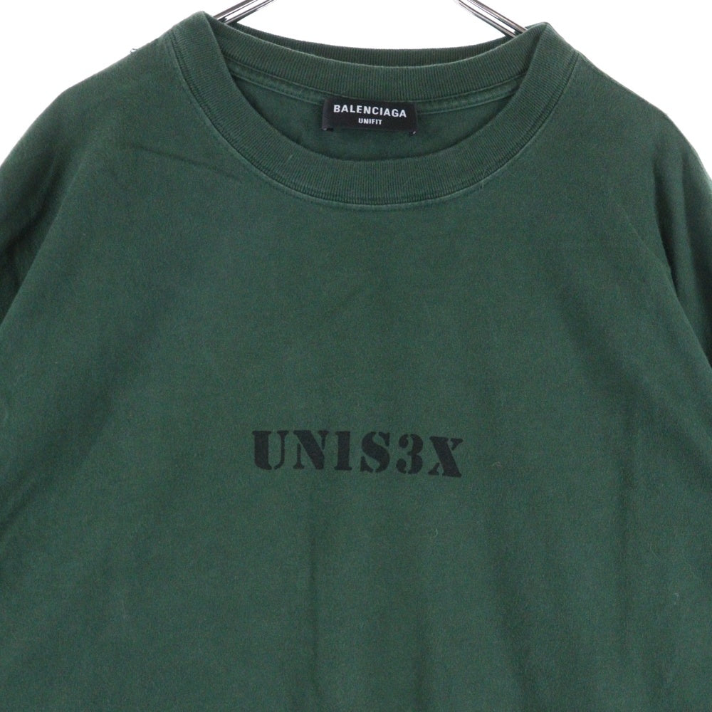 BALENCIAGA(バレンシアガ) 20SS UNISEX Print Tee フロントプリント レイヤード 半袖Tシャツ カットソー グリーン 657059 TKV97