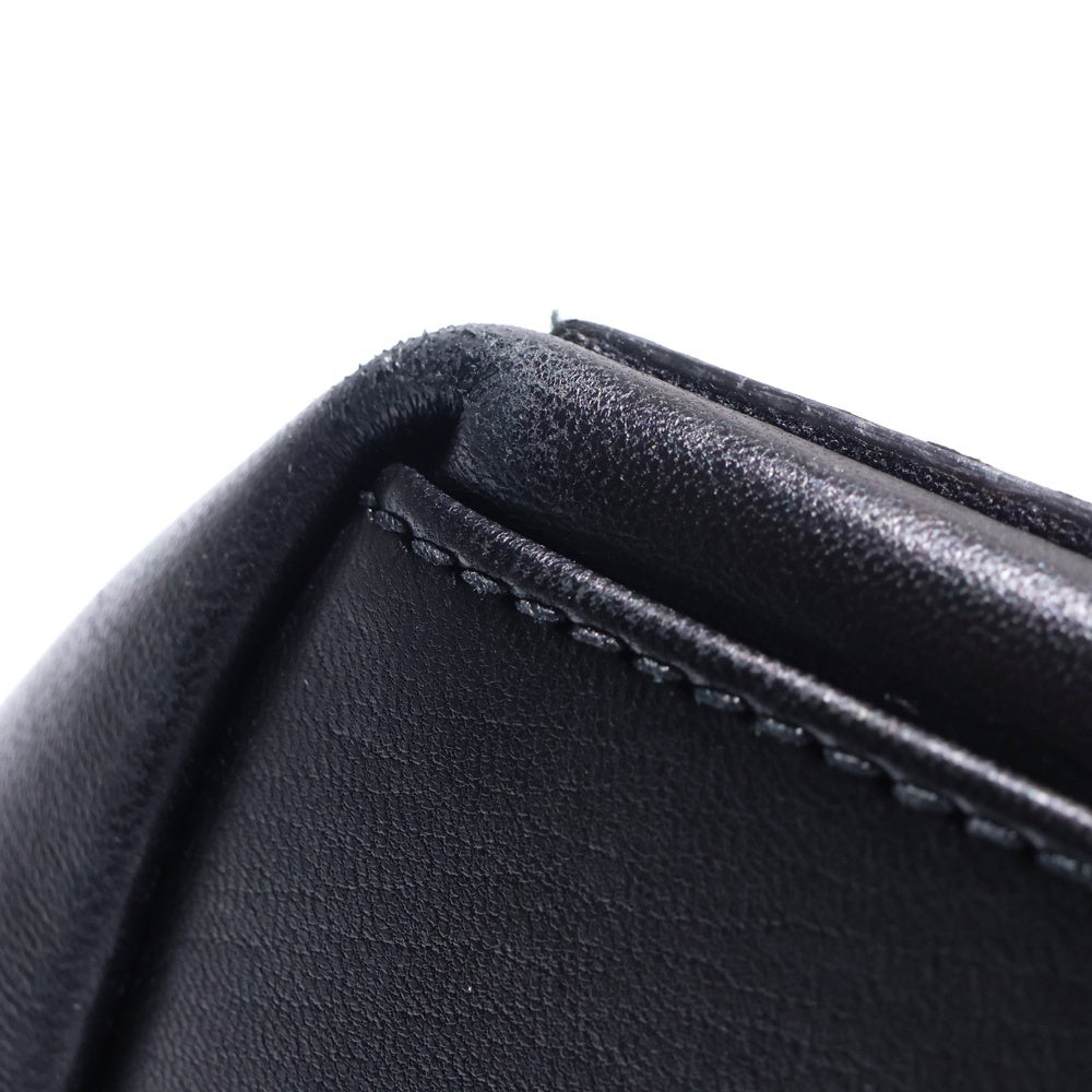 BALENCIAGA(バレンシアガ) ネイビーカバス S パンチングロゴレザーハンドバッグ トートバッグ シルバー金具 ブラック 339933