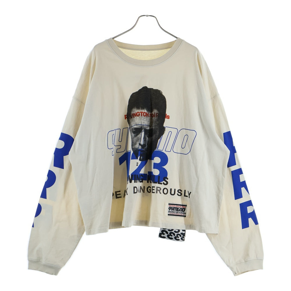 RRR123 RIVINGTON roi Rebis(リヴィントンロイレビス) Speak Dangerously Printed Cotton L/S Tee ロゴプリントコットン長袖Tシャツ ベージュ