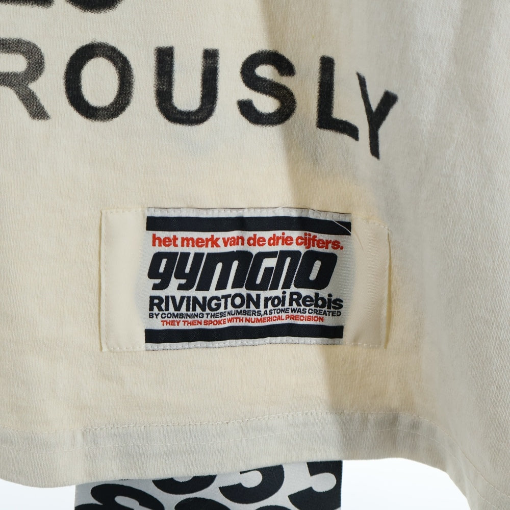 RRR123 RIVINGTON roi Rebis(リヴィントンロイレビス) Speak Dangerously Printed Cotton L/S Tee ロゴプリントコットン長袖Tシャツ ベージュ