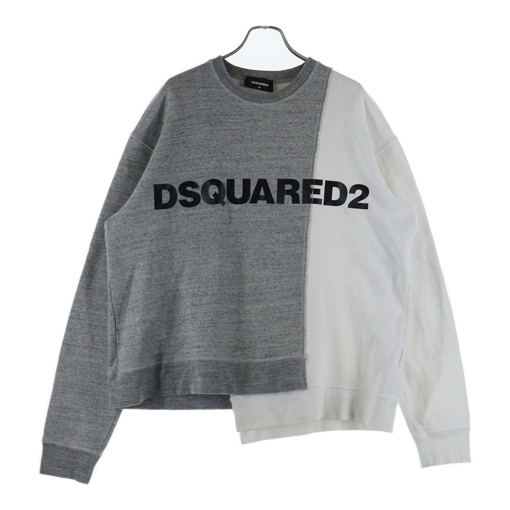 DSQUARED2(ディースクエアード) 21SS ロゴプリントクルーネックスウェットトレーナー S74GU0504 STJ315 グレー/ホワイト