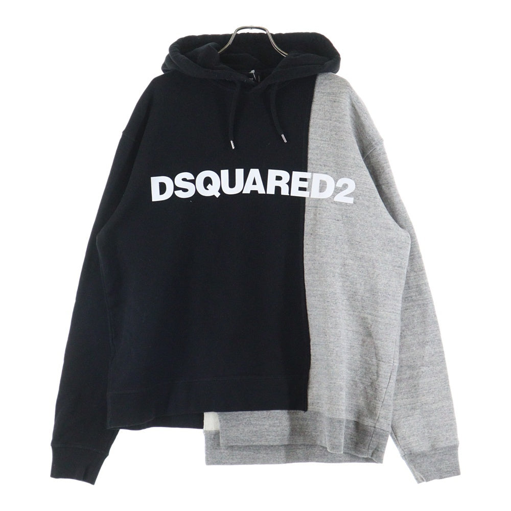 DSQUARED2(ディースクエアード) 21SS ロゴプリントスウェットパーカー フーディ S74GU0505 STJ317 ブラック/グレー