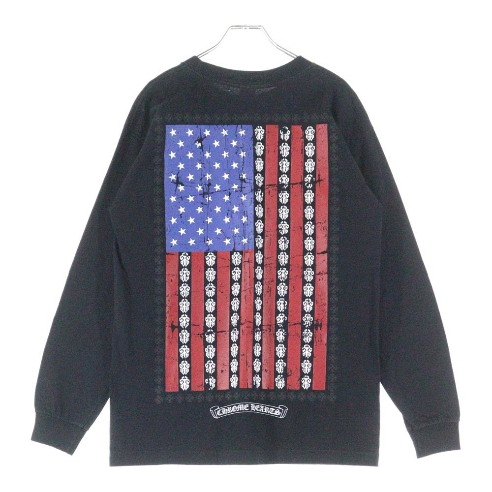 CHROME HEARTS(クロムハーツ) American Flag Dagger Tee アメリカンフラッグ 星条旗 ヴァインダガー 長袖Tシャツ カットソー ロンT ロングスリーブカットソー ブラック