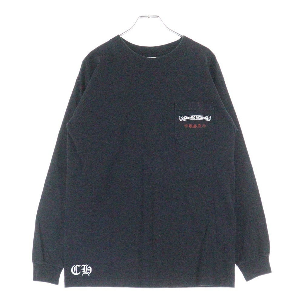 CHROME HEARTS(クロムハーツ) American Flag Dagger Tee アメリカンフラッグ 星条旗 ヴァインダガー 長袖Tシャツ カットソー ロンT ロングスリーブカットソー ブラック