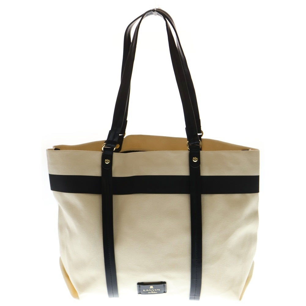 LANVIN(ランバン) セイラートートバッグ ロゴトートバッグ アイボリー/ブラック