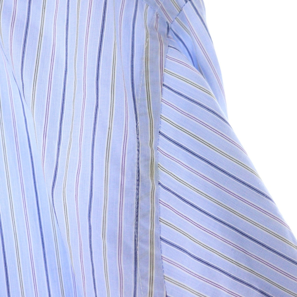 INDIVIDUALIZED SHIRTS(インディビジュアライズド シャツ) ストライプ 長袖シャツ ノーカラー長袖シャツ ブルー