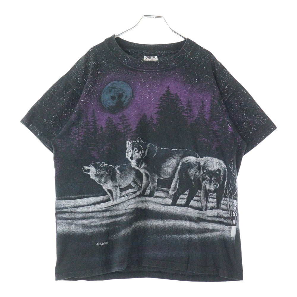 VINTAGE(ヴィンテージ) 90s Animal Wolf S/S TEE SANSEGALタグ 両面プリント アニマル クルーネック半袖Tシャツカットソー マルチカラー