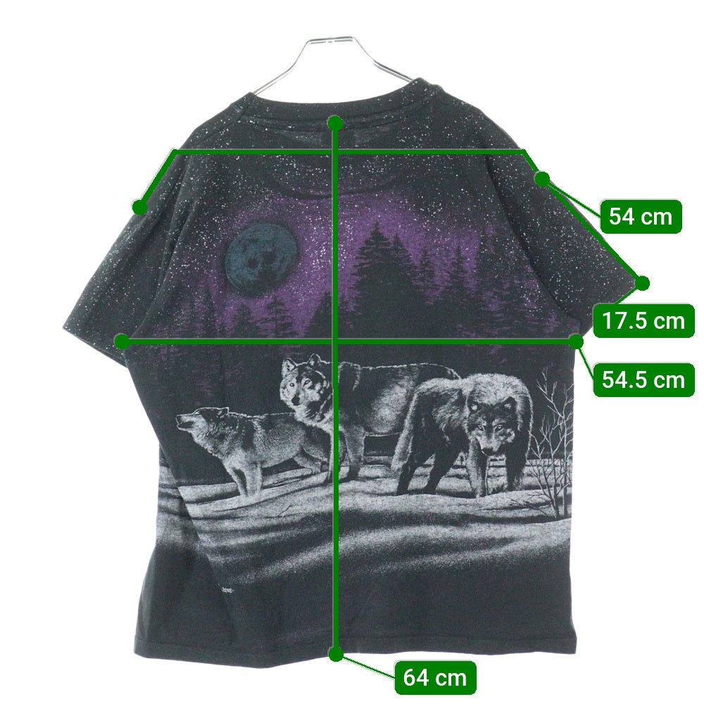 VINTAGE(ヴィンテージ) 90s Animal Wolf S/S TEE SANSEGALタグ 両面プリント アニマル クルーネック半袖Tシャツカットソー マルチカラー
