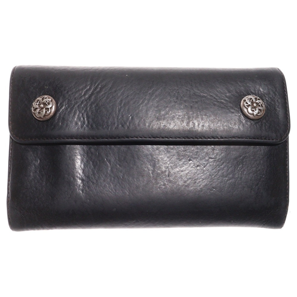 CHROME HEARTS(クロムハーツ) WAVE CELTIC ウェーブ ケルティックボタン レザーウォレット 長財布 ブラック