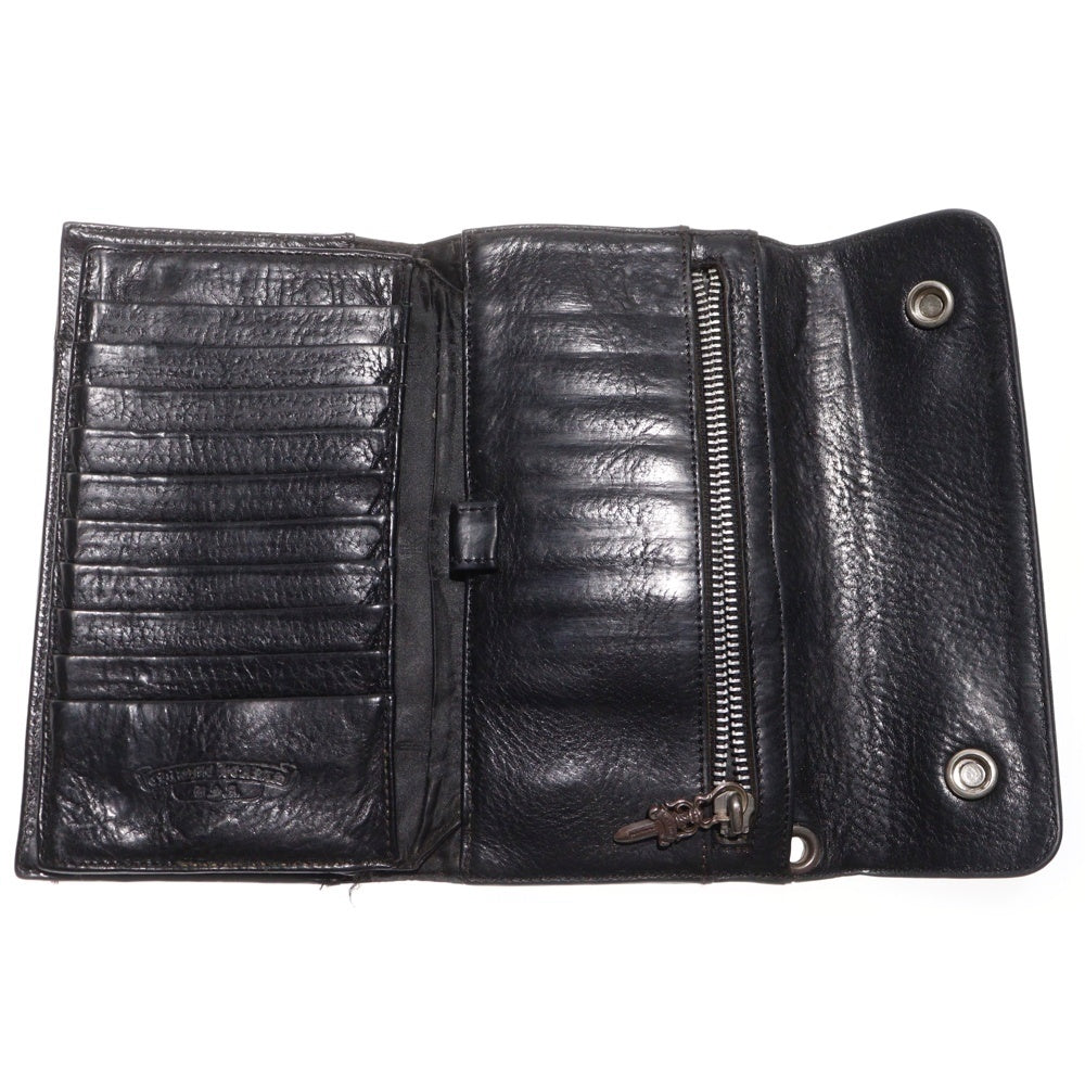 CHROME HEARTS(クロムハーツ) WAVE CELTIC ウェーブ ケルティックボタン レザーウォレット 長財布 ブラック