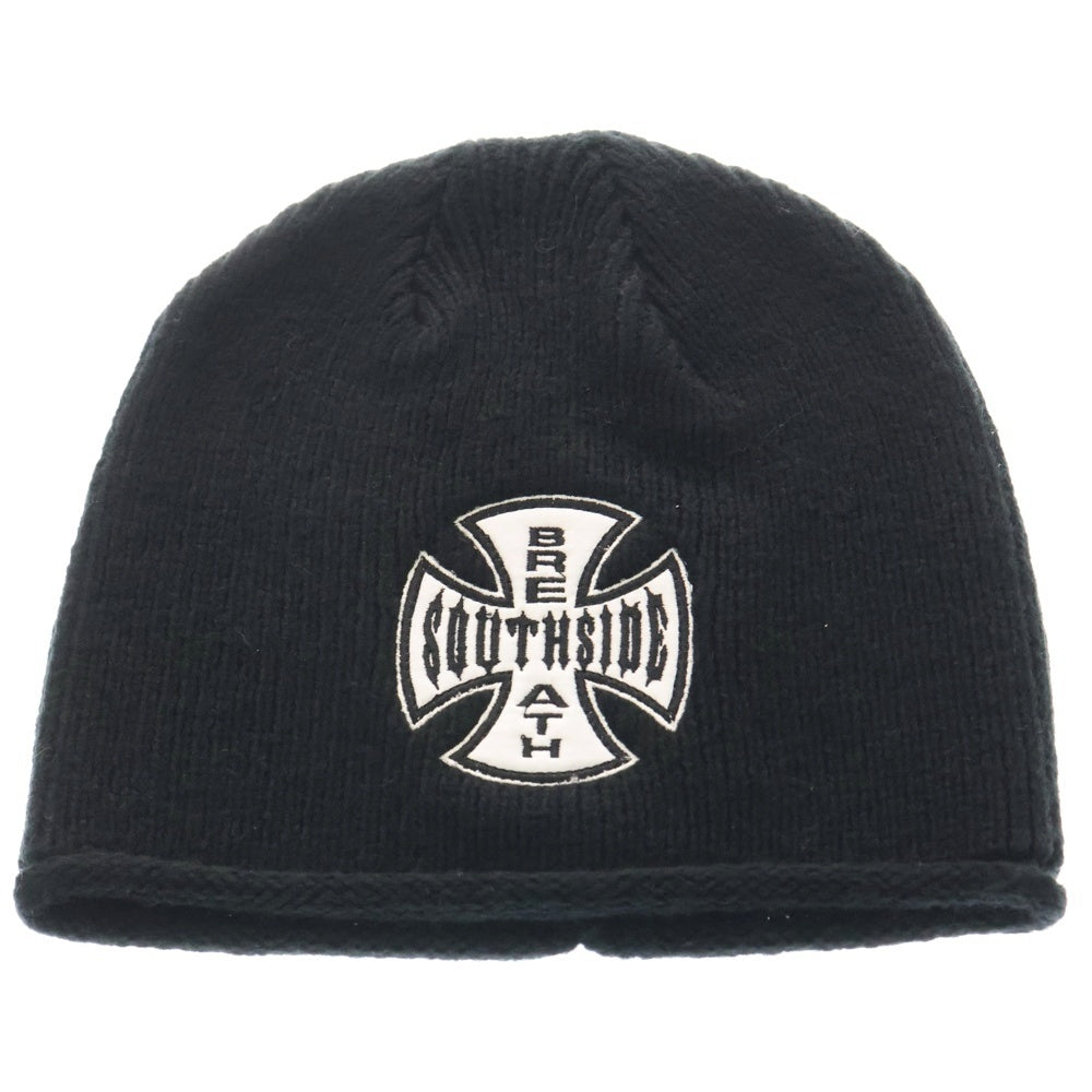 BREATH(ブレス) 25AW SOUTHSIDE CROSS DAMAGE BEANIE BR25AW-AC8006 クロスモチーフビーニー ニット帽子 ブラック