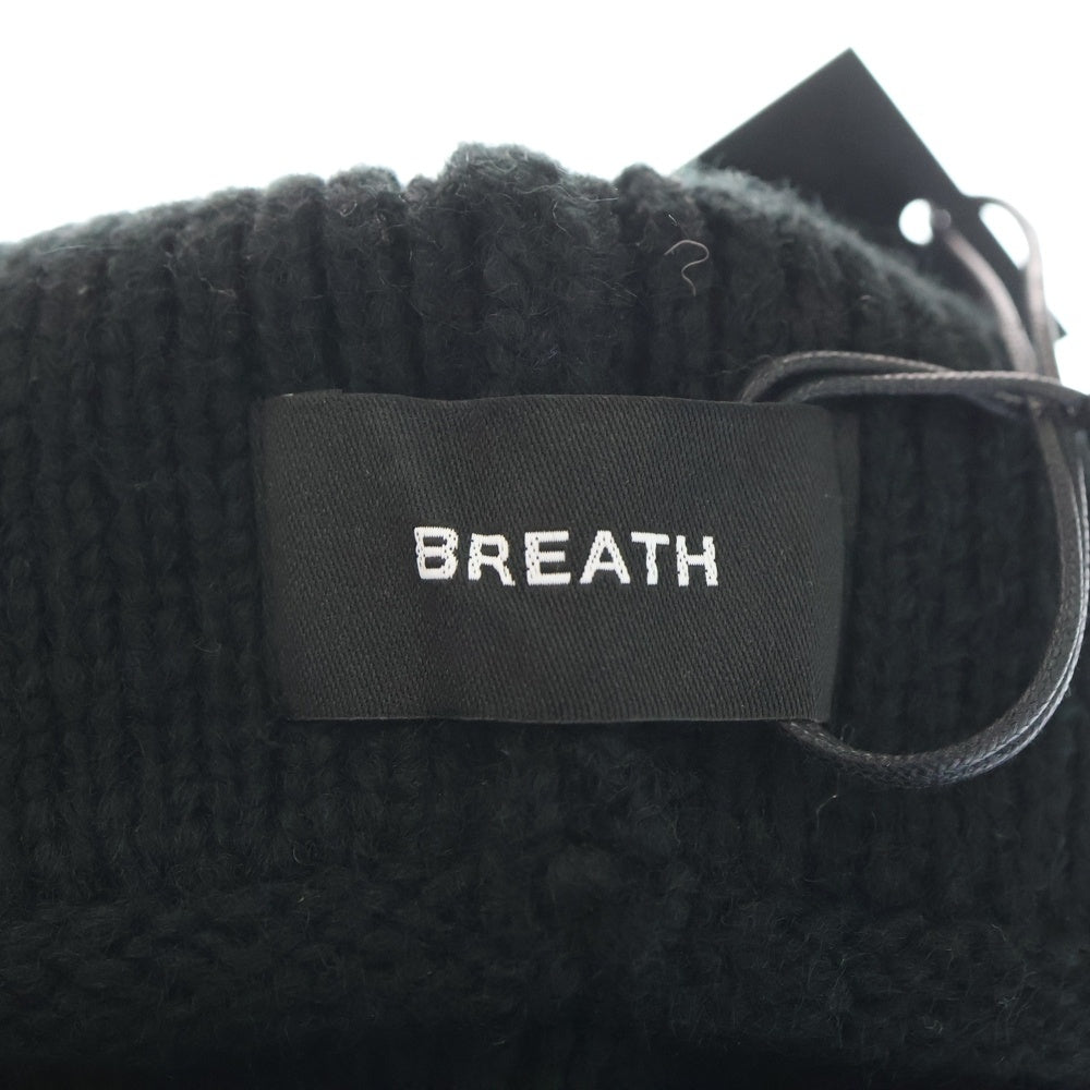 BREATH(ブレス) 25AW SOUTHSIDE CROSS DAMAGE BEANIE BR25AW-AC8006 クロスモチーフビーニー ニット帽子 ブラック