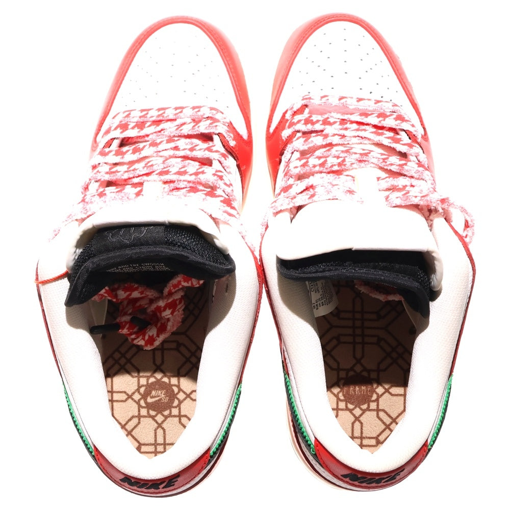 NIKE SB(ナイキエスビー) ×Frame Skate DUNK LOW PRO QS Habibi CT2550-600 フレイムスケート ダンク ハビビ ローカットスニーカー シューズ ホワイト/レッド US8/26.0cm