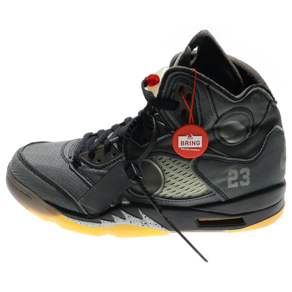 NIKE(ナイキ) ×OFF-WHITE AIR JORDAN 5 RETRO SP CT8480-001 オフホワイト エアジョーダン5レトロ ハイカットスニーカー ブラック US9/27cm