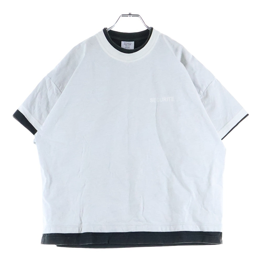 VETEMENTS(ヴェトモン) 17SS ×Hanes Oversized Double-Layer Tee WSS17HA10 ×ヘインズ オーバーサイズ ダブルレイヤード クルーネック半袖Tシャツカットソー ホワイト/ブラック