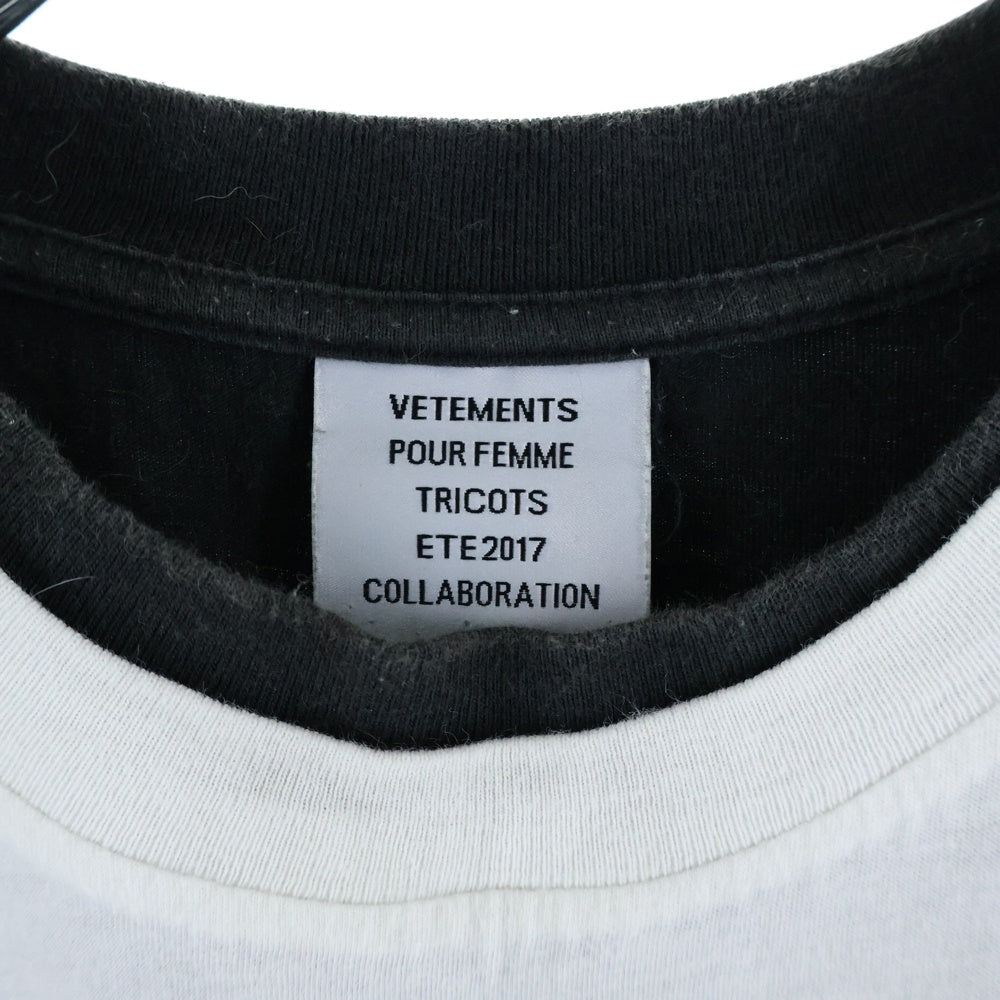 VETEMENTS(ヴェトモン) 17SS ×Hanes Oversized Double-Layer Tee WSS17HA10 ×ヘインズ オーバーサイズ ダブルレイヤード クルーネック半袖Tシャツカットソー ホワイト/ブラック