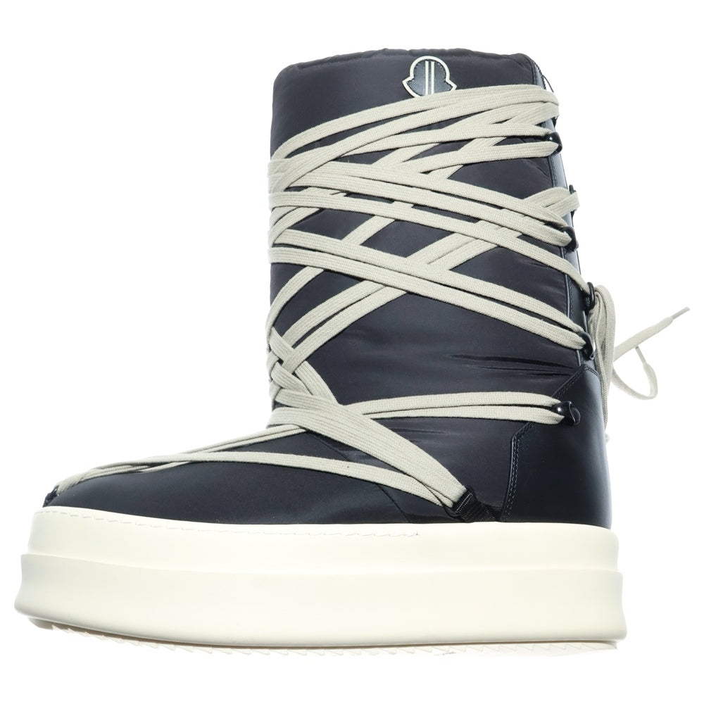 MONCLER(モンクレール) 23AW ×Rick Owens BIG ROCKS PADDED BOOTS I209N4H00020 M3863 ×リックオウエンス パデットブーツ ロゴダウンブーツ ブラック/ホワイト