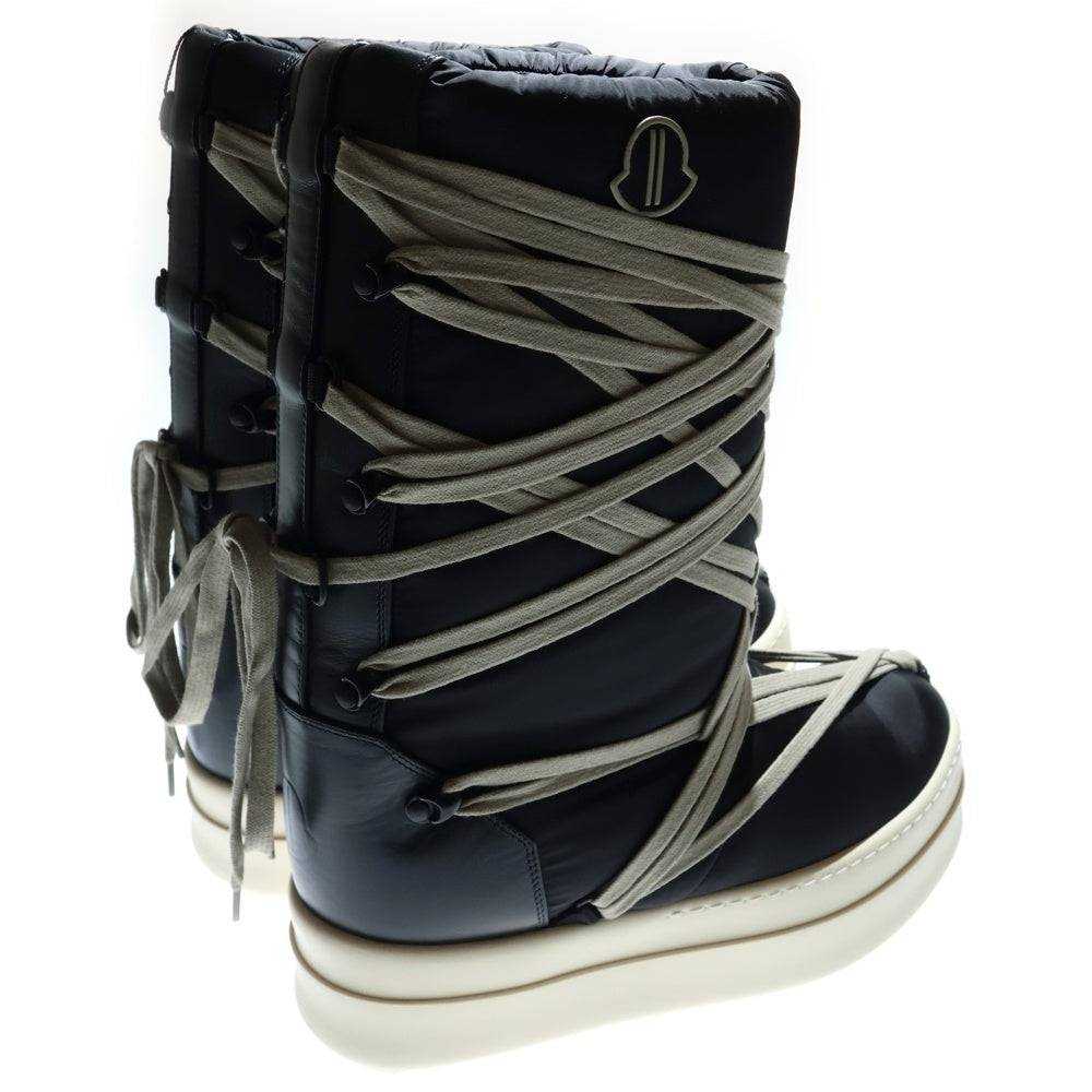 MONCLER(モンクレール) 23AW ×Rick Owens BIG ROCKS PADDED BOOTS I209N4H00020 M3863 ×リックオウエンス パデットブーツ ロゴダウンブーツ ブラック/ホワイト