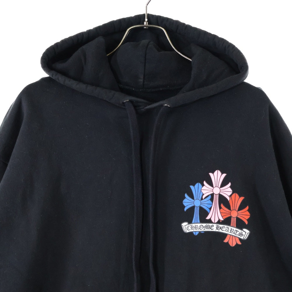 CHROME HEARTS(クロムハーツ) MLTCOL CEM CRS HD PLVR マルチカラーセメタリークロスプリントプルオーバーパーカー フーディ ブラック