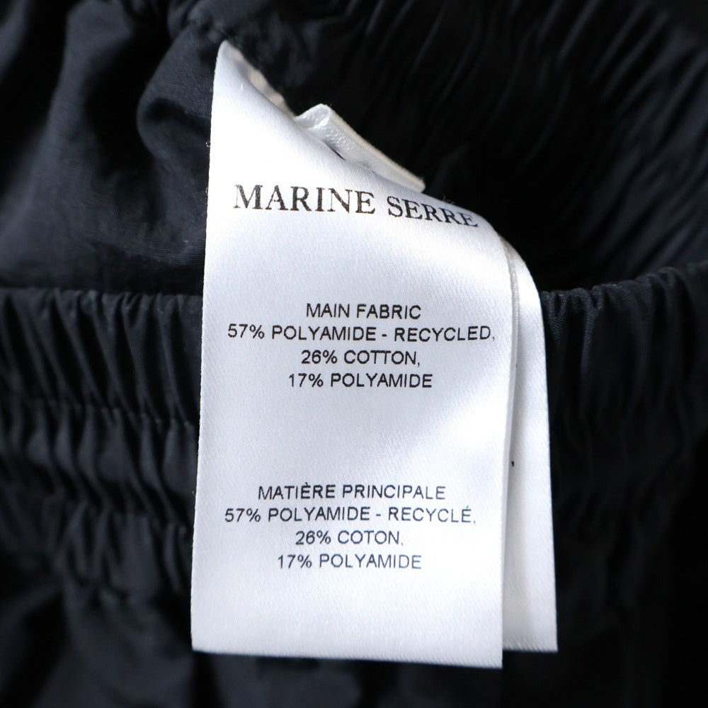 MARINE SERRE(マリーン セル) ロゴ刺繍サイドライン ナイロントラックパンツ ブラック