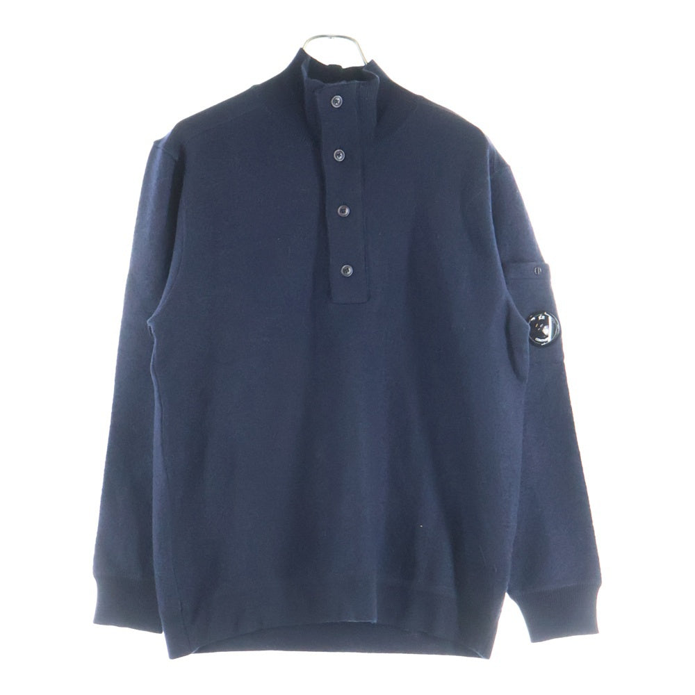 C.P. Company(シーピーカンパニー) Knitwear Polo Collar Merino Wool Felted 19CMKN199A 110468A ハーフボタン ウール 長袖スウェットシャツ ネイビー