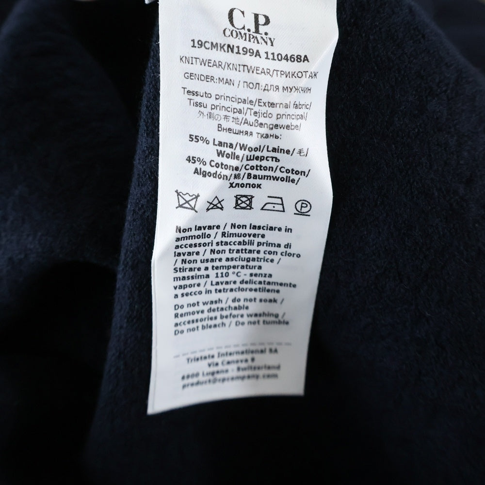 C.P. Company(シーピーカンパニー) Knitwear Polo Collar Merino Wool Felted 19CMKN199A 110468A ハーフボタン ウール 長袖スウェットシャツ ネイビー