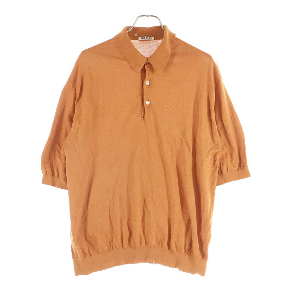 AURALEE(オーラリー) SUPERFINE HIGH GAUGE KNIT BIG POLO A8SP01SG スーパーファインハイゲージビッグニットポロ 半袖ポロシャツ オレンジ