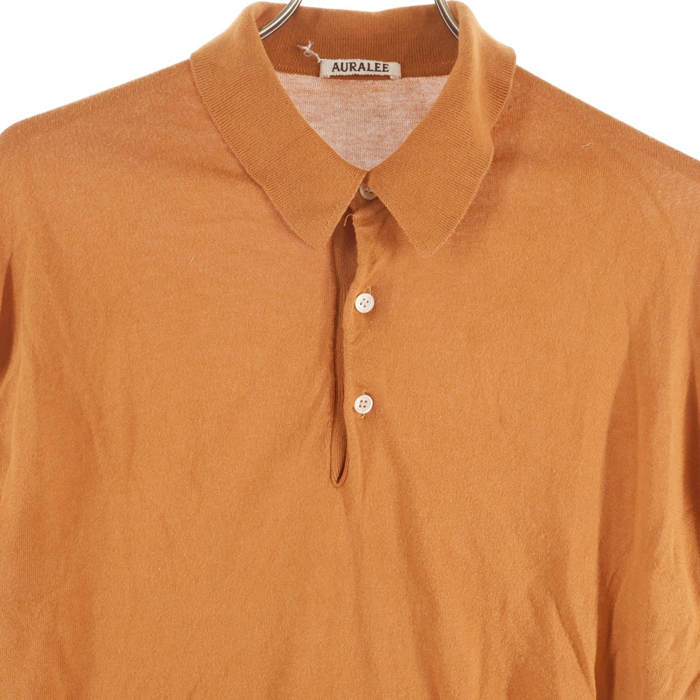 AURALEE(オーラリー) SUPERFINE HIGH GAUGE KNIT BIG POLO A8SP01SG スーパーファインハイゲージビッグニットポロ 半袖ポロシャツ オレンジ